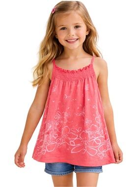 Old Navy Girls Large 10-12 Coral Floral Butterfly Summer Tank Top